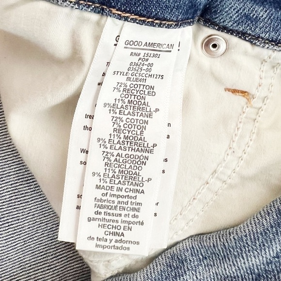 NWT Good American Good Curve High Rise Skinny Crop Distressed Jeans in Blue411 - Picture 10 of 10